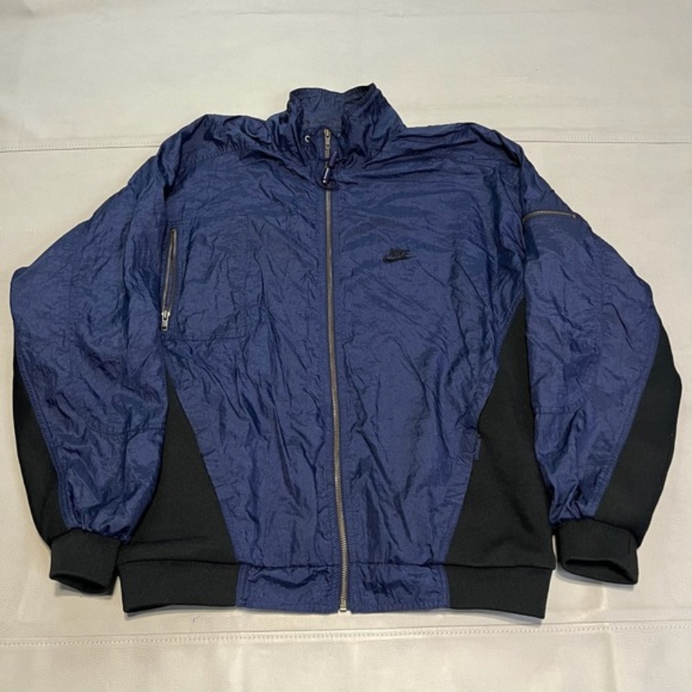 VTG Nike Windbreaker Jacket Zip Navy M Charles Barkley Force Basketball Gray Tag
